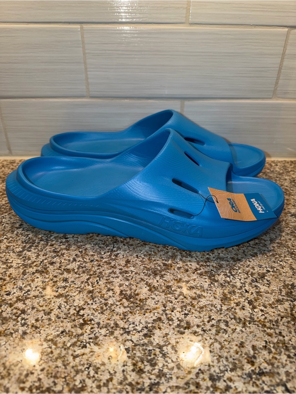 Hoka Blue Cushioned Slide Sandals